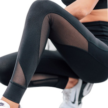 Mesh tight fitness leggings yoga 73% polyester 27% spandex black leggings design for woman